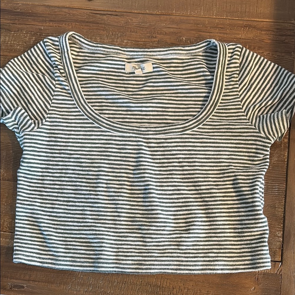 Madewell Striped Gray Crop Top